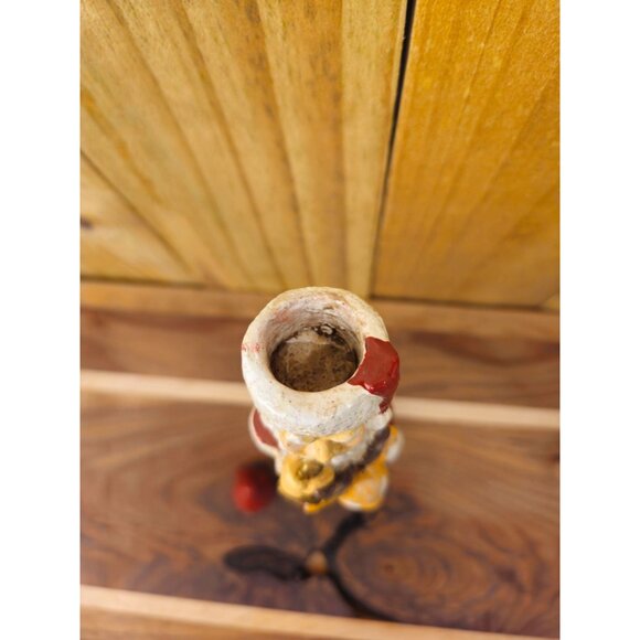 Vintage Old World Santa Claus Candlestick Holder Riding Reindeer Ceramic Figurin - Picture 4 of 14